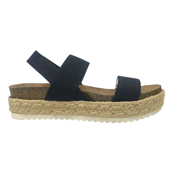 Madden Girl Cassie Platform Espadrille Sandals - Size 8 - Black - Picture 1 of 9